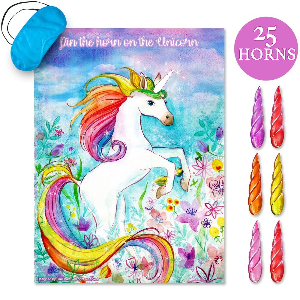 Pin the Horn on the Unicorn Party Game